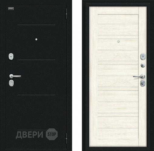 Входная металлическая Дверь Bravo Сити Kale Букле черное/Nordic Oak