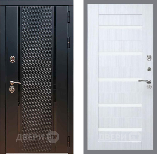 Входная металлическая Дверь Рекс (REX) 25 СБ-14 стекло белое Сандал белый
